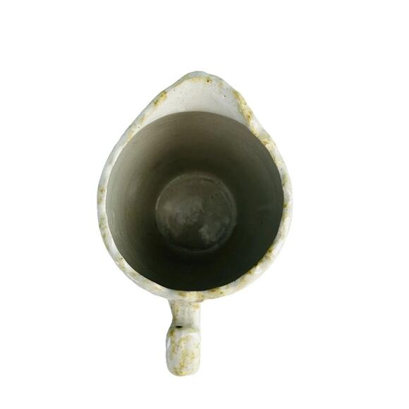 Vintage Stoneware 7” Pitcher Cream Brown Morton ? Pottery Vase Home Decor - Picture 3 of 13